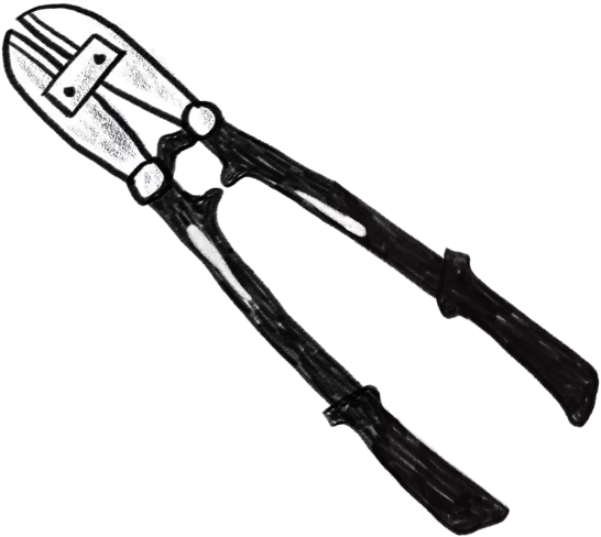 Ein illustrierter schwarzer Bolzenschneider